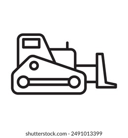 Bulldozer icon Black line art vector logo