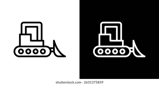 Ícone Buldozer em formato de vetor preto