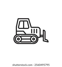 Bulldozer icon Black and white logo