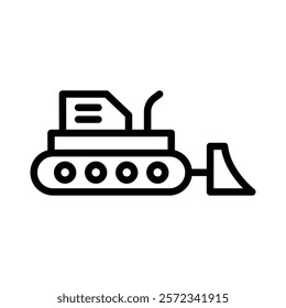 Bulldozer icon Black and white outline vector