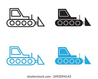 Bulldozer icon black and white vector outline sign