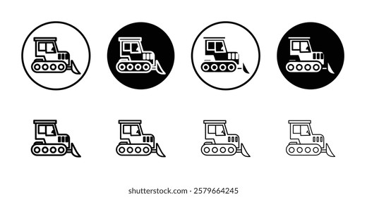 Bulldozer icon black and white vector sign