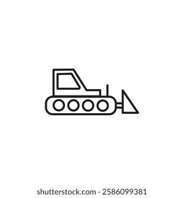 Bulldozer icon black and white vector outline sign