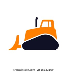 Bulldozer icon. Colored silhouette. Side view. Vector simple flat graphic illustration. Isolated object on white background. Isolate.