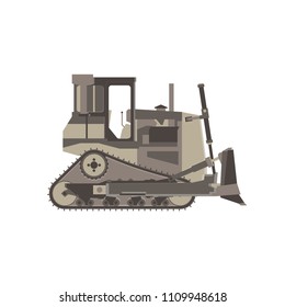 Bulldozer icon construction vector tractor equipment isolated building illustration design truck digger