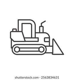 Bulldozer Icon Depicting a Construction Vehicle in Black and White