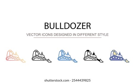 Design de ícone Bulldozer com ilustração de estoque de fundo branco