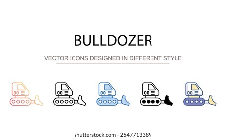 Design de ícone Bulldozer com ilustração de estoque de fundo branco