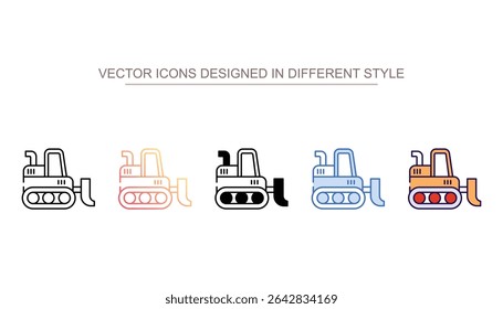 Bulldozer icon design with white background stock illustration