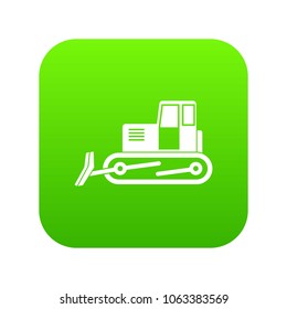 Bulldozer icon digital green for any design isolated on white vector illustration