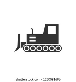 Bulldozer. Icon Flat