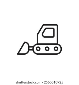 Bulldozer icon Flat art in black and white isolated