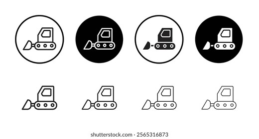 Bulldozer icon Flat art in black and white isolated