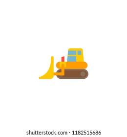 Bulldozer icon flat element. Vector illustration of bulldozer icon flat isolated on clean background for your web mobile app logo design.