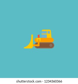 Bulldozer icon flat element. Vector illustration of bulldozer icon flat isolated on clean background for your web mobile app logo design.