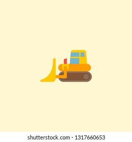 Bulldozer icon flat element. Vector illustration of bulldozer icon flat isolated on clean background for your web mobile app logo design.