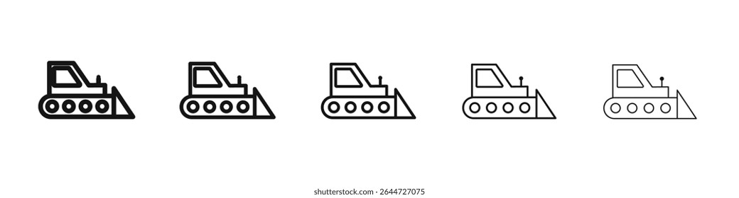 Bulldozer icon flat illustration set logo