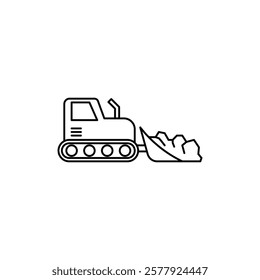 Bulldozer icon Flat illustration sign