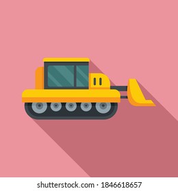 Icono del bulldozer. Ilustración plana del icono vector del bulldozer para el diseño web