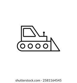 Bulldozer icon Flat simple outline