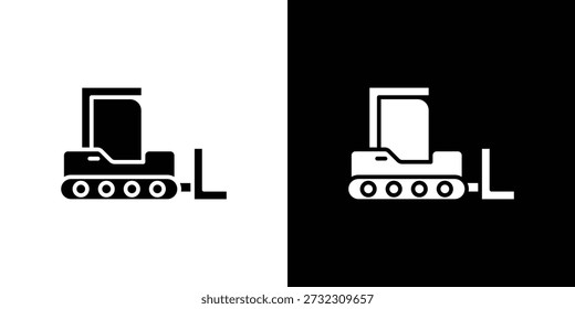 Ícone Buldozer Ilustração de vetor plano. Símbolos simples em preto
