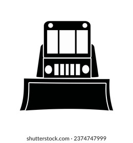 Bulldozer icon. Front view. Simple flat illustration.