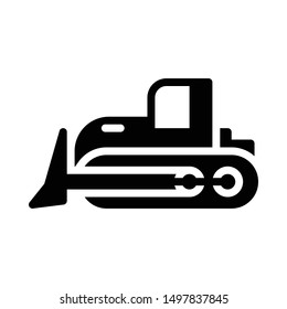 Bulldozer icon in glyph style