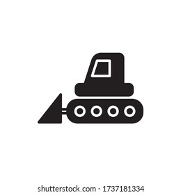 bulldozer icon glyph vector. isolated on white background