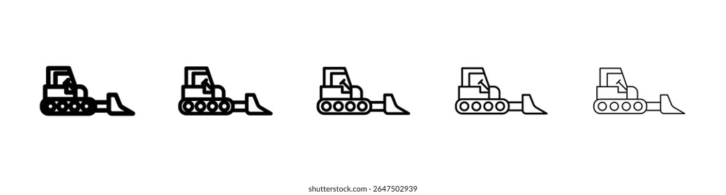Bulldozer icon graphic set. trendy stroke line style