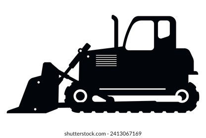 Bulldozer icon. heavy equipment for the construction business. Vector illustration. Eps 10.