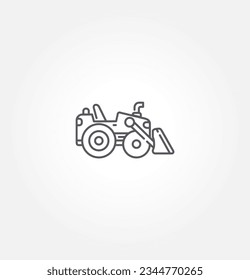 Bulldozer icon. Heavy tracked tractor with blade. Vector simple flat graphic illustration. The isolated object on a white background. Isolated on white background.