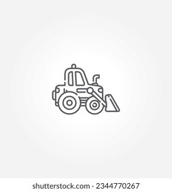 Bulldozer icon. Heavy tracked tractor with blade. Vector simple flat graphic illustration. The isolated object on a white background. Isolated on white background.