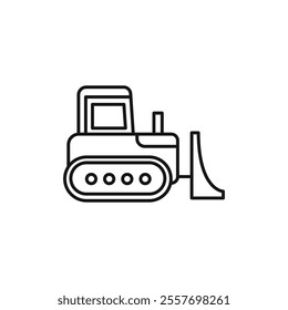 Bulldozer icon Isolated flat vector in outline