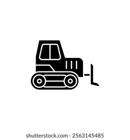 Bulldozer icon Isolated flat vector in outline