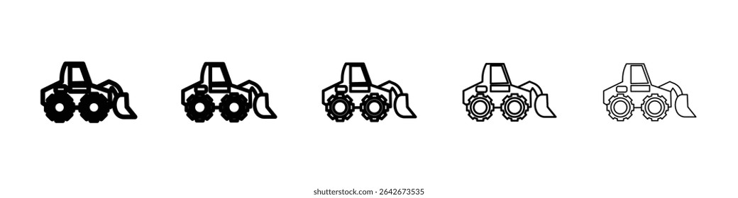Ícone Buldozer vetor isolado no fundo branco definido