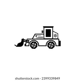 icono del bulldozer aisló el fondo blanco.