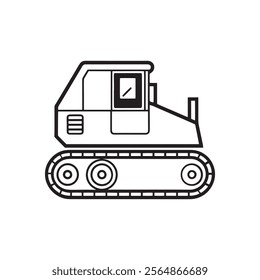 bulldozer icon line art design 