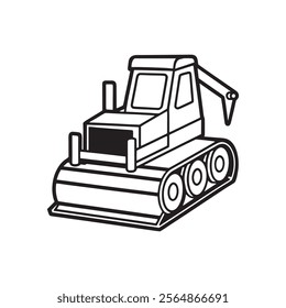 bulldozer icon line art design 