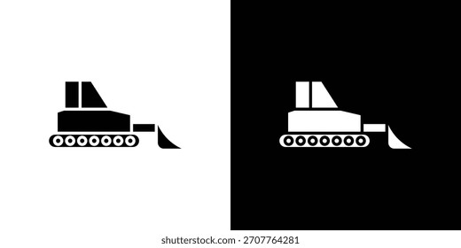 Bulldozer ícone linha arte editável traçado e coleção sólida para design de aplicativo