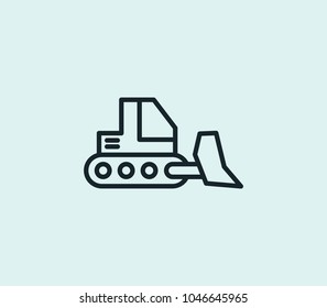 Bulldozer icon line isolated on clean background. Bulldozer icon concept drawing icon line in modern style. Vector illustration for your web site mobile logo app UI design.