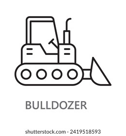 Bulldozer. de %PRODUCTNAME. icono de vector de línea en fondo blanco. diseño de alta calidad. trazo de estilo lineal editable. icono de vector.