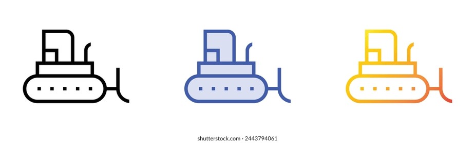 bulldozer icon. Linear, Blue Fill and Gradient Style Design Isolated On White Background