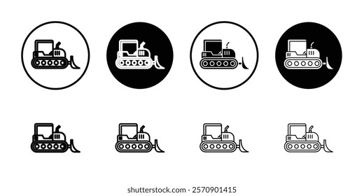 Bulldozer icon linear logo isolated