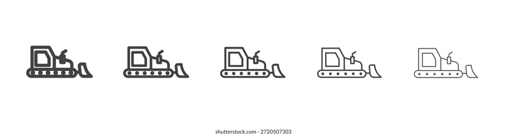 Icono de excavadora en el concepto de trazos lineales