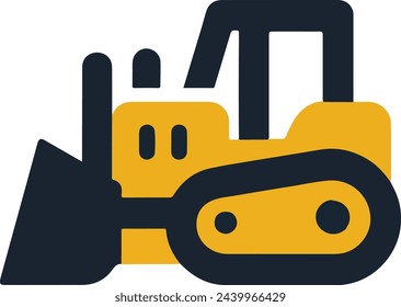 bulldozer icon logo illustrantion, isolated on transparent background