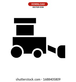 bulldozer icon or logo isolated sign symbol vector illustration - high quality black style vector icons
