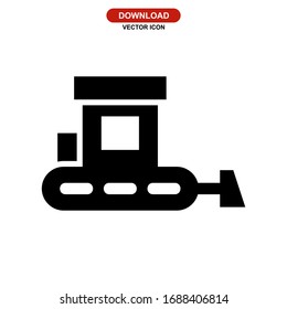 bulldozer icon or logo isolated sign symbol vector illustration - high quality black style vector icons
