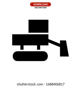 bulldozer icon or logo isolated sign symbol vector illustration - high quality black style vector icons
