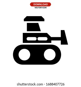 bulldozer icon or logo isolated sign symbol vector illustration - high quality black style vector icons
