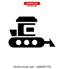 bulldozer icon or logo isolated sign symbol vector illustration - high quality black style vector icons
